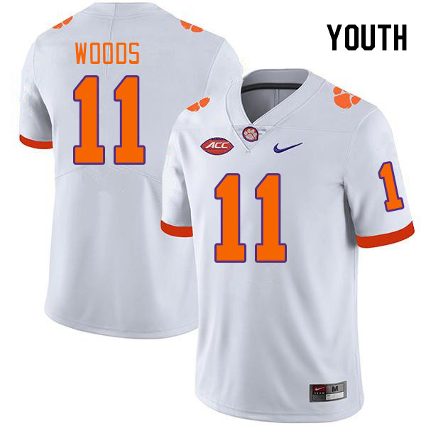 Youth Clemson Tigers Peter Woods #11 College White NCAA Authentic Football Stitched Jersey 23RZ30YW